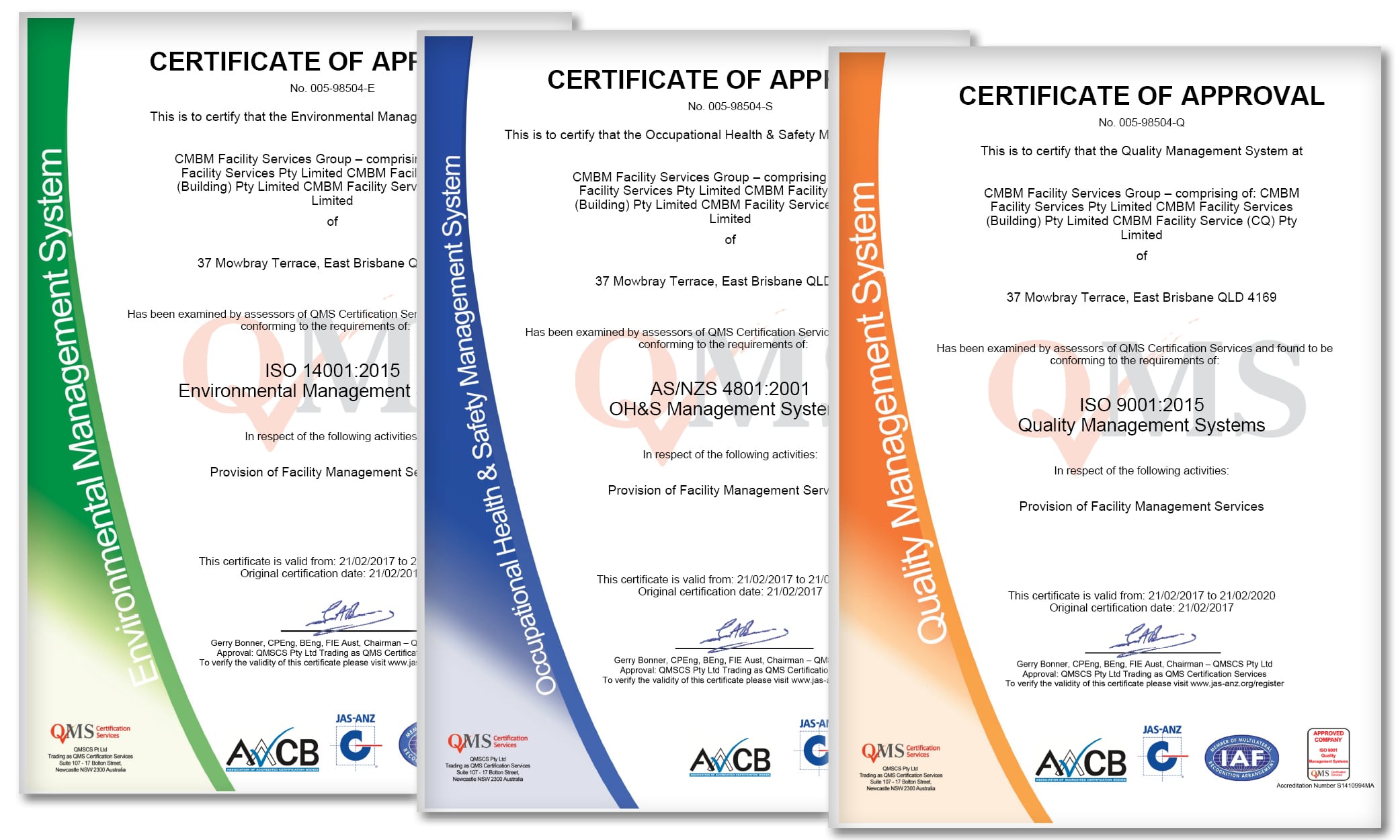 CMBM achieve the highest level of Safety, Quality and Environmental Certification from ISO